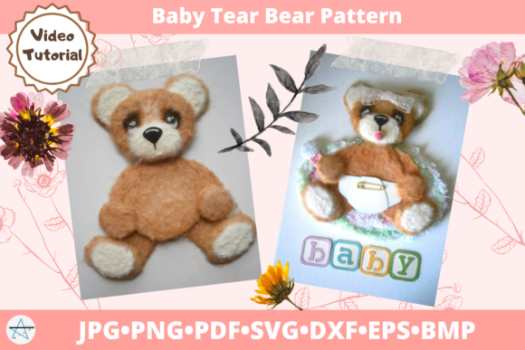 Baby Tear Bear Pattern Cut File Graphic