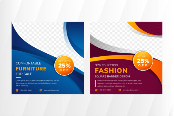 Blue Red Square Banner: A Dynamic Design Template