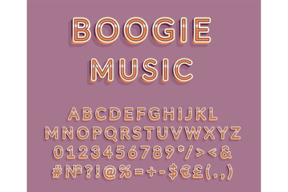 Boogie Music Header Vintage Alphabet Set for Retro Designs