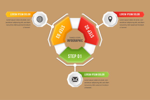 Infographic Polygonal Three Step Guide