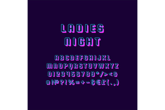 Ladies Night Vintage Vector Alphabet Set