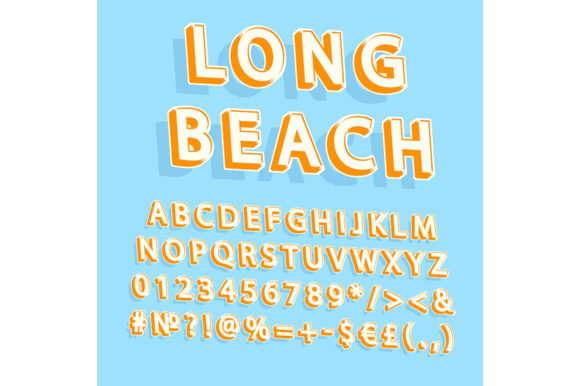 Long Beach Vintage Vector Alphabet Set
