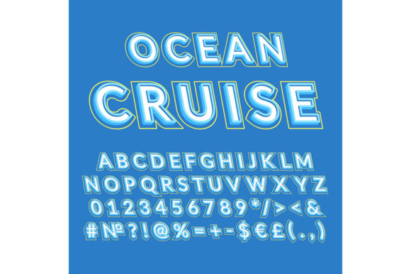 Ocean Cruise Vintage Vector Alphabet Set