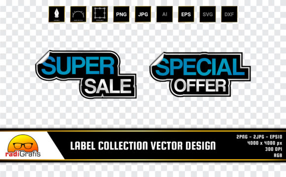 Super Sale and Special Offer Label for Product Promotion