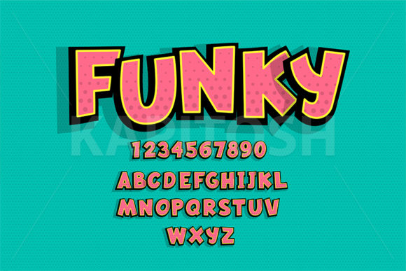 Vintage Comic Alphabet Halftone Shadow