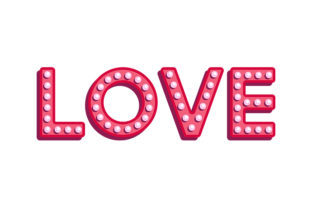 Vintage Light-bulbs LOVE Lettering: A Retro Pink 3D Masterpiece